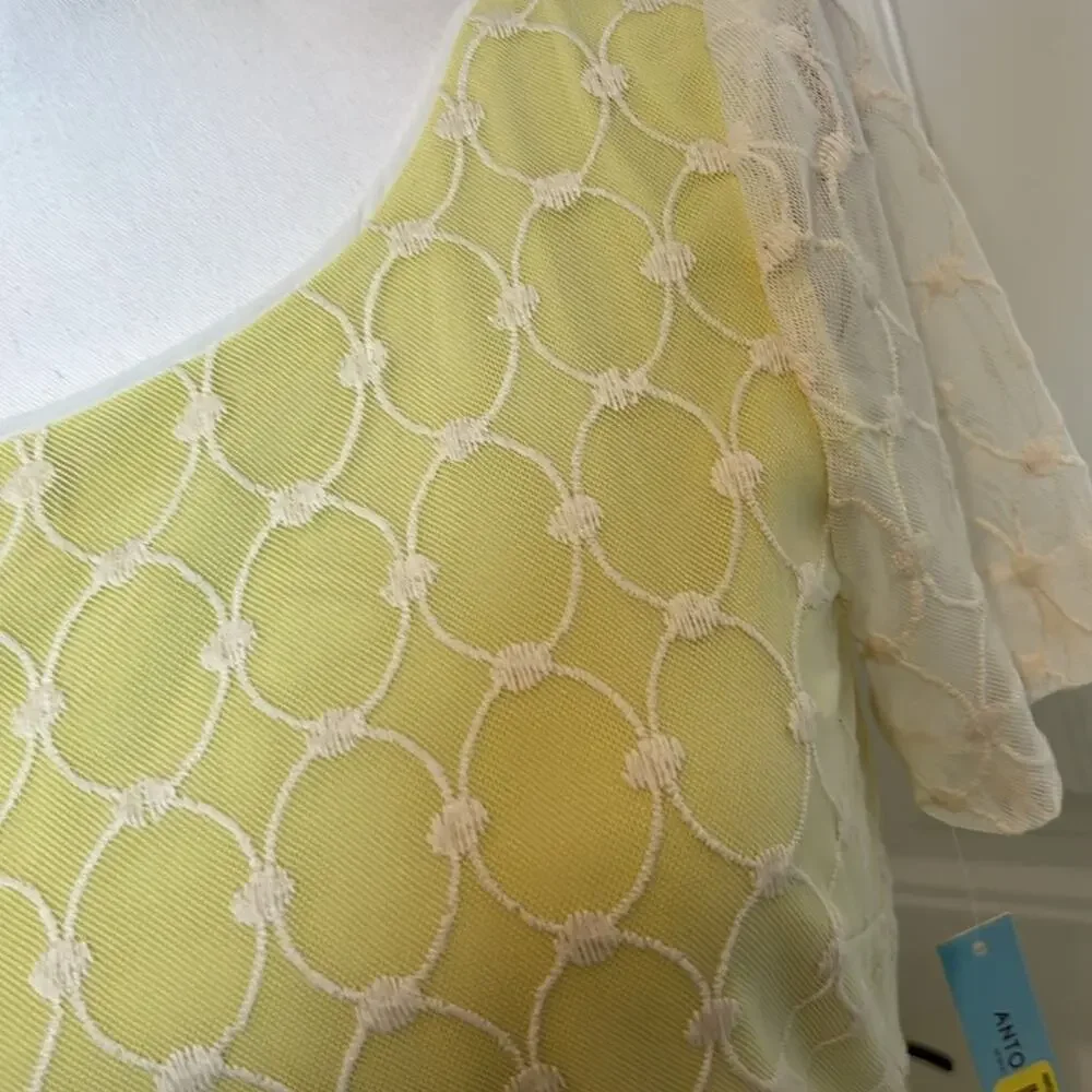 NWT $169 Antonio Melani Alexa Dress Garden lace 2 XS Yellow wedding cocktail NEW